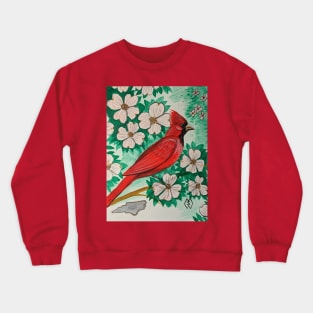 North Carolina state bird and flower, the cardinal and dogwood Crewneck Sweatshirt